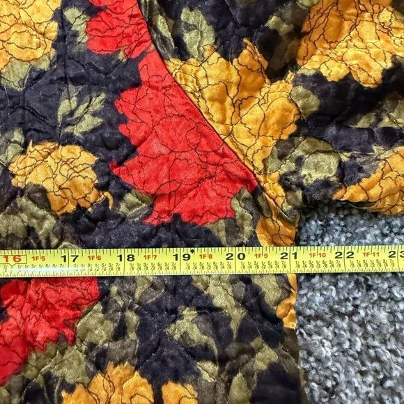 Vintage 1960s Quilted Floral Butterfly Jacket Red Yellow Blazer Medium - Picture 7 of 8